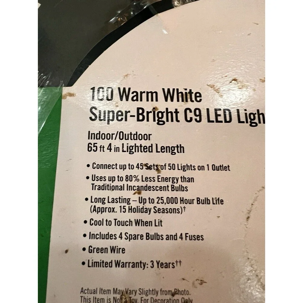 Home Accents Holiday 100 Count Warm White Faceted C9 LED Lights 65 ft christmas